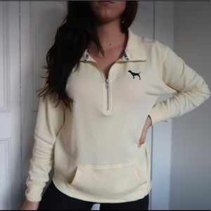 PINK pale yellow quarter zip sweatshirt